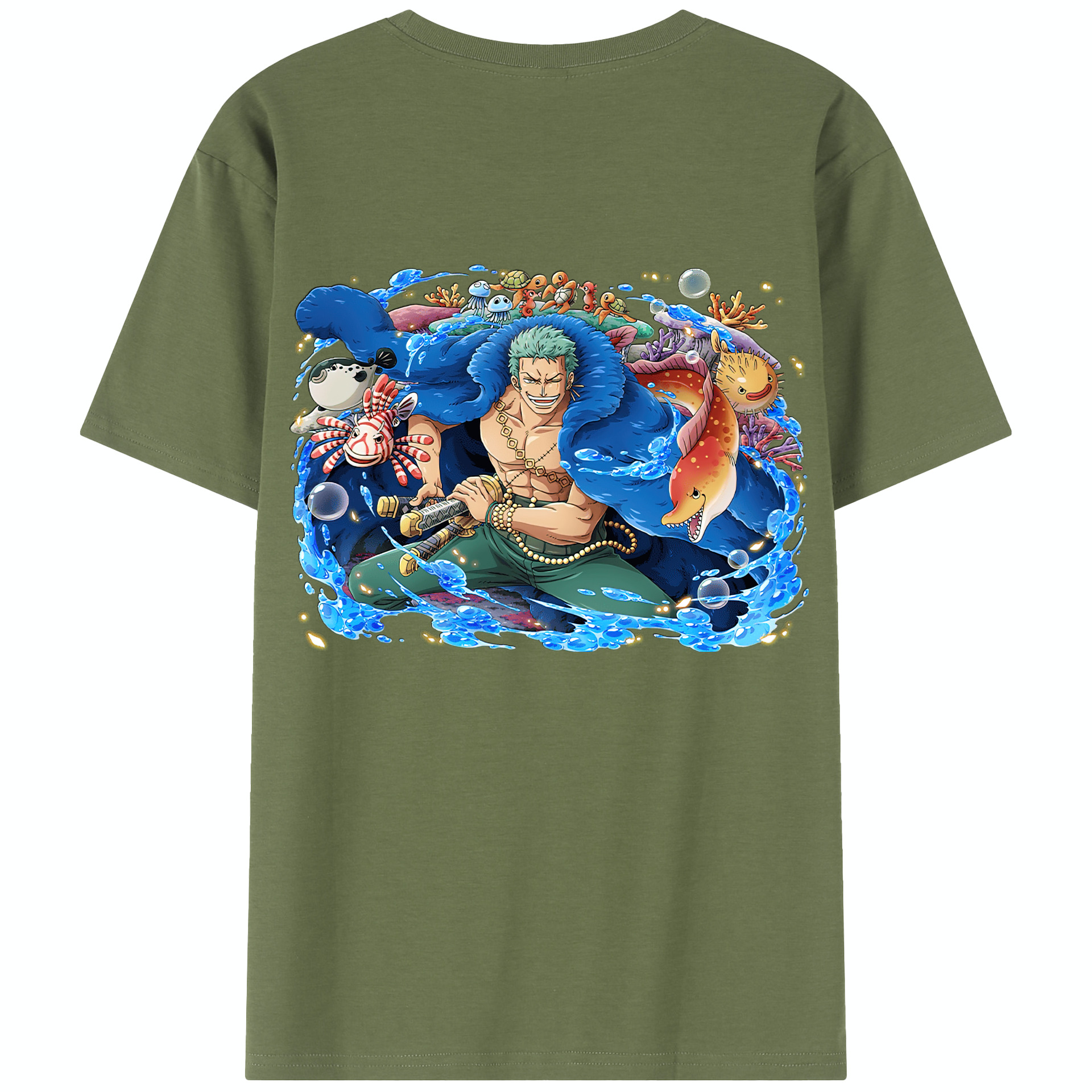 ワンピース ロロノア・ゾロ ONE PIECE Roronoa Zoro 綿100％半袖Tシャツ（背面プリント）